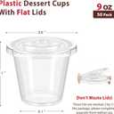 50 Pack 9 Oz Clear Plastic Dessert Cups with Flat Lids No Hole, Small Parfait Cups Mini Round Party Serving Cups for Cakes, Snacks, Fruits, Ice Creams