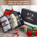 5 Pairs Mens Wool Socks Christmas Gift Box, Boot Thick Warm Crew Thermal Men Socks for Winter Exquisite Xmas Box (Mix1)
