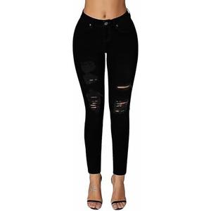 roswear Women's Essentials Ripped Mid Rise Destroyed Skinny Jeans Small