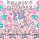 Unicorn Birthday DecorationsUnicorn Party Decorations 3D Birthday Party SuppliesSet IncludeBalloons,Backdrop,Banner, Cake ToppersPlates And NapkinsTableware, Tablecloth