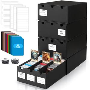AOBOPLE Trading Card Storage Box,18000+ Cardboard Storage Box with 60 Dividers,Label&Tapes for MTG Commander,TCG,PTCG (12000+ Card Box)