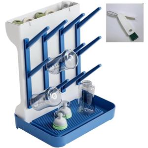 Tecdigbo Baby Bottle Drying Rack, Countertop Bottle Dryer, Cup Drying Rack, for 12Pc Bottles and Accessories,Pump Parts,Pacifiers,for Small Water Cup,Vitality Blue, Free Small Brush for Cleaning
