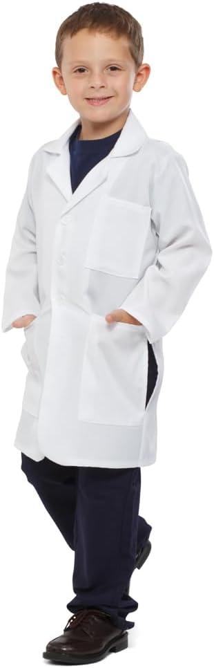 Dress Up America Kids Lab Coat  White Doctor Costume for Boys & Girls  STEM Play Dress-Up for Scientists & Doctors (Small)