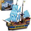 YESHIN Pirates Ship Model Building Blocks Kits, MOC Sailboat Model Construction Set to Build, Gift for Kids Age 8+/Adult Collections Enthusiasts (2010+Pieces)