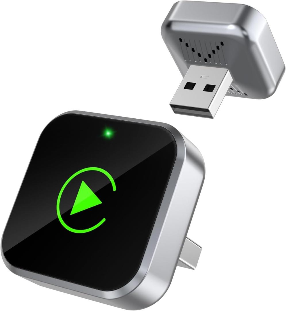 2025 Upgraded 2 in 1 Wireless CarPlay Adapter Auto Dongle, Mini USB Design for iPhone & Android, Plug and Play, Fast Auto-Connect No Delay, Wired to Wireless for Built-in Apple CarPlay Cars