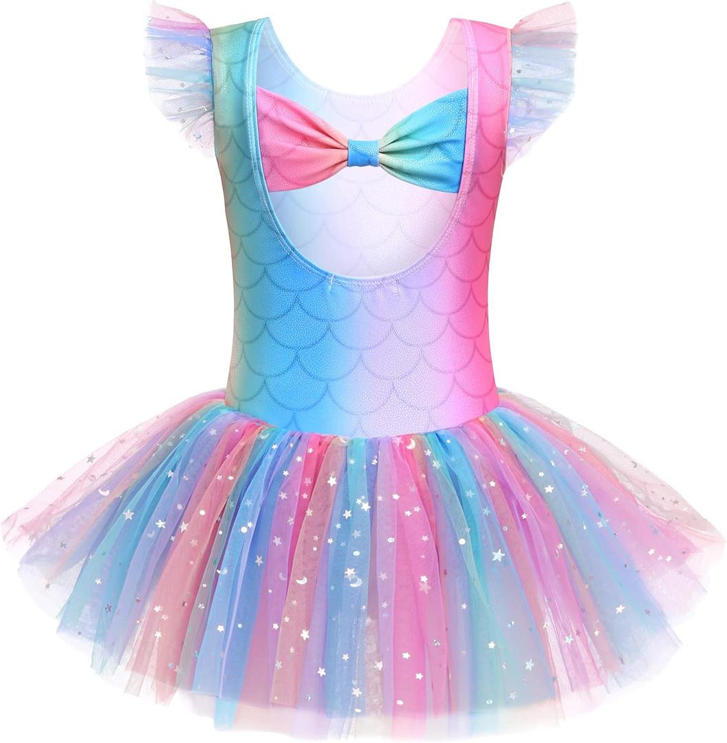 Zaclotre Girls Ballet Ruffle Short Sleeve Skirted Leotards with Tutus Skirt Dance Dress Ballerina Outfits
