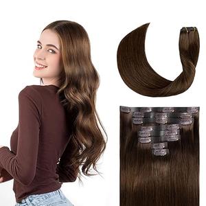 Clip in Hair Extensions Real Human Hair Dark Brown Seamless Clip In 100% Remy Hair Extensions PU Skin Weft Add Volume Thick&Invisible #2 22Inch 120G 8PCS