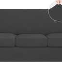 ISSUNTEX 4 Pieces High Stretch Thicken Couch Covers, Soft Sofa Slipcover for 3 Separate Cushion , Jacquard Fabric Elastic Furniture Protector for Dogs (Sofa, Dark Gray)