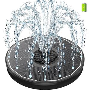 SZMP Solar Bird Bath Fountains,Working On Cloudy Day Solar Water Fountain 3.5W Glass Solar Panel 2000mAh Battery 4 Fixer 7 Nozzles Solar Fountain for Bird Bath Garden(Black Solar Panel)