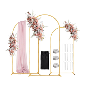Wedding Arch Backdrop Stand 6FT, 5FT, 4FT Set of 3 Metal Gold Balloon Arch kit Stand for Ceremony Baby Shower Valentine Engagement Party Event Decoration, Garden Climbing Plant Frame
