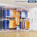 Ulif E12 Pro Clothes RackHeavy Duty Freestanding Garment Rack with ShelvesMetal Clothing Closet Storage System for Hanging Clothes71" W x 16" D x 76.5" H, Hold 960 lbsPink