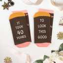 40th Birthday Gifts for Women,Mom Sister Best Friend Wife Girlfriend Grandma Birthday Gifts for Her,Novelty Socks (Brown)
