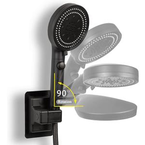 High Pressure Handheld Shower 5-SettingsLeakproof Extra Long 78 Inch Stainless Steel HoseAdhesive Shower Head HolderHeight/Angle AdjustableMatte black(Classic)ON/OFF Pause Switch