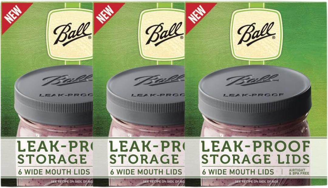Ball Mason Jar Leak-Proof Lids, Wide Mouth, 6 CT (Pack of 3)