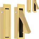 HOMOTEK Recessed Pocket Door Pull Handle, Edge Flush Door Pull, Hidden Door Finger Pull, Modern Pocket Hardware for Sliding Door, Size: 80x22x16mm, Stainless Steel 304 (Brushed Brass,4pack)