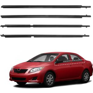 Car Window Molding Trim Seal Blet Compatible with Toyota Corolla 2009-2012,Black Outer Door Window Weatherstrip Rubber Seal,Sedan 4-Door,Replace#75710-02210 75720-02210 75730-02190 75740-02190