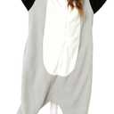 Cute Opossum Onesie Pajamas Adult Halloween Cosplay Christmas Novelty Nightwear Carnival Costume (Gray, L)