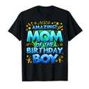 Mom of the Birthday Boy Matching Family Mommy T-Shirt size small