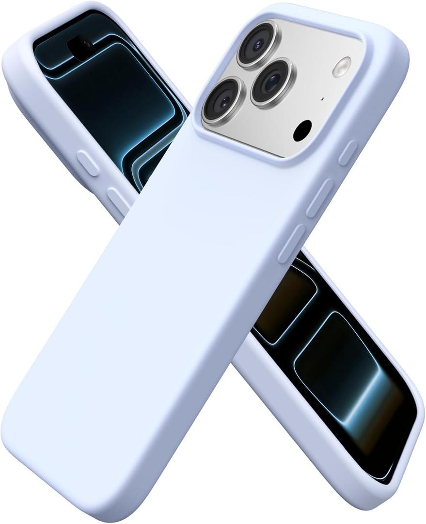 ORNARTO Compatible with iPhone 17 Pro Case 6.3", Slim Liquid Silicone 4 Layers Full Covered Soft Gel Rubber Shockproof Cover, Protective Phone Case for iPhone 17 Pro-Baby Blue