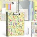 3 Ring Binder 1 Inch, Three Ring Binders Organizer with Clipboard, 5-Tabs Pockets Dividers, Plastic Folder, 18 Divider Stikers, KLLVE Cute Binder with Pen Loop (Garden Party, Letter Size)