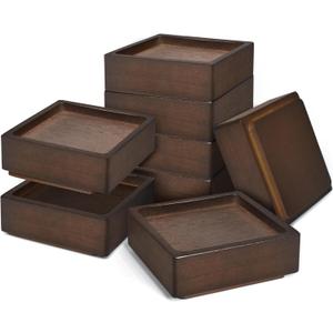 Wood Bed Risers, Heavy Duty Wood Blocks, 1 inch Stackable to 2 inch 3 inch 4 inch High, Furniture Risers for Couch Sofa Cabinet Ottoman End Table (8pcs Square)