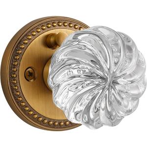 1 Pack Crystal Knobs Antique Brass Door Knob Interior Privacy Door Knob for Bedroom and Bathroom Glass Door Knob