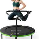 BCAN 40"/38" Foldable Mini Trampoline, Rebounder Trampoline for Adults, U/T Adjustable Foam Handle, Exercise Rebounder for Adults Indoor/Garden Workout, Max Load 330lbs/440lbs