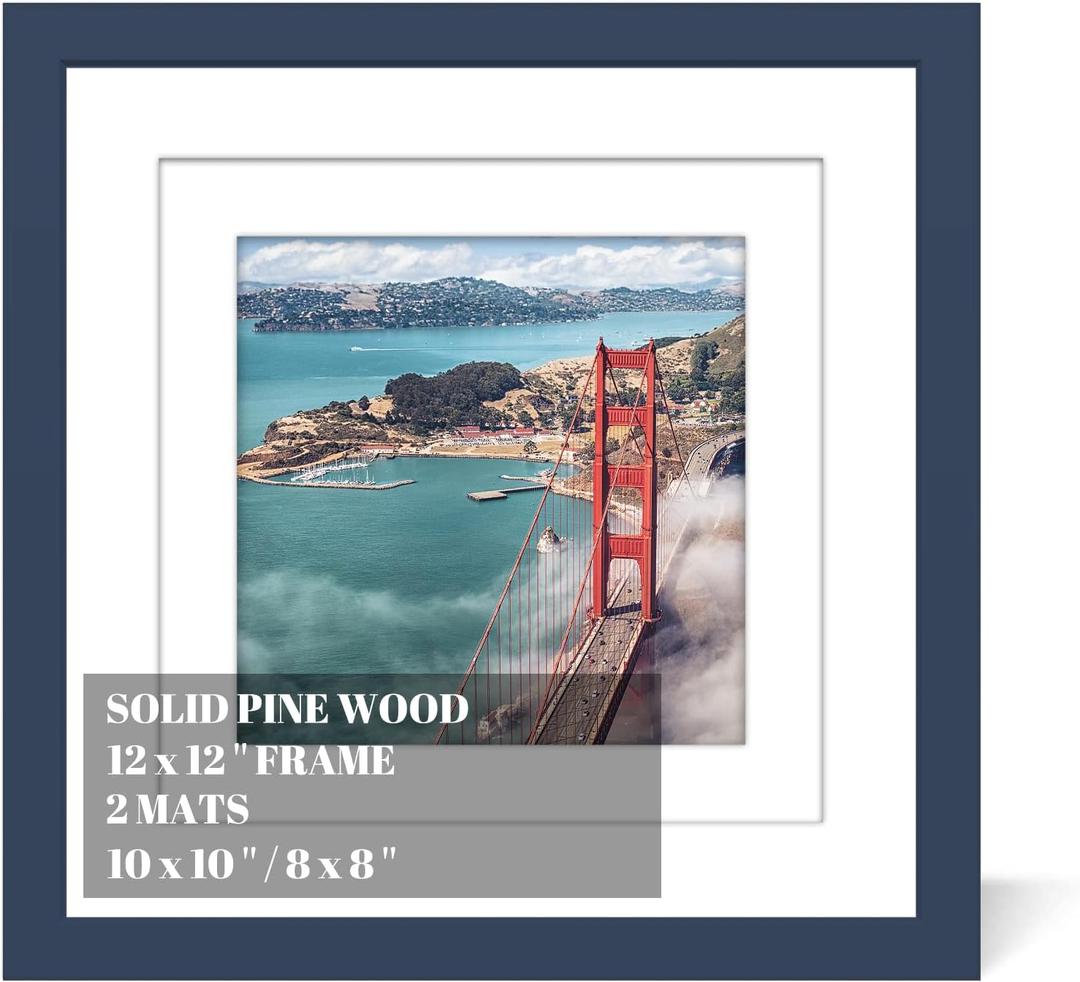 12x12 Wood Picture Frames for Wall Hanging or Tabletop,Diamond Painting Frame Baby Scan Picture Frames with 2 Mats Display 8x8 or 10x10 for Family Walls Decoration,Anniversary,Wedding,Christmas(Jazz)