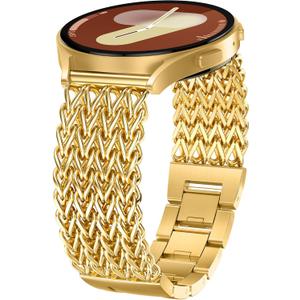 Minyee Compatible with Samsung Galaxy Watch 7 6 5 4 FE 40mm 44mm/Watch 6 Classic 43mm 47mm/Watch 5 Pro 45mm Bands Women, 20mm Dressy Stainless Steel Metal Gold Chain Strap Mermaid Designer Wristband