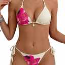 Tainehs Women's Sexy Halter Bikini Set Triangle Top String Swimwear Two Piece Swimsuits Cheeky Bathing Suit (Yellow, M)