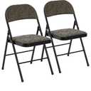 DUMOS Padded Folding Chairs 2 Pack, Dining Patio Chairs, Outdoor HomeFabric Padded Cushion Back, Portable Stackable, Wedding Party, Patio Garden, Black Grey