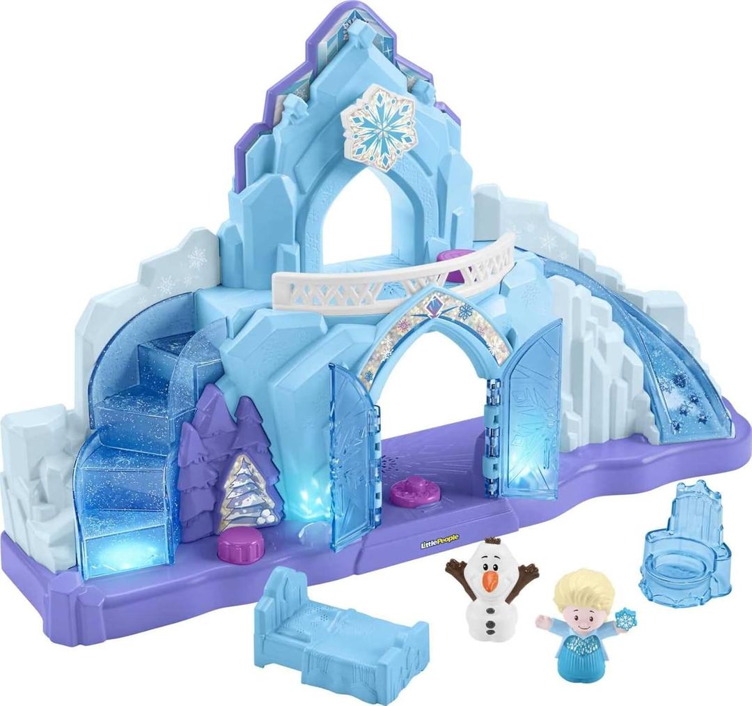 Fisher-Price Little People Toddler Toy Disney Frozen Elsas Ice Palace Musical Playset with Figures for Pretend Play Kids Ages 18+ Months 