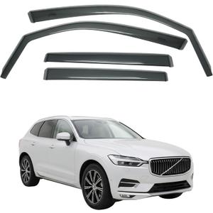 in-Channel Car Window Rain Guard Compatible with Volvo XC60 (MK2, 2018-present) 4pcs, Taiwan Made Precise & Transparent Car Wind Deflectors No Water Leakage Visors