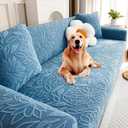 Pet Couch Covers for Sofa, Boho 3D Floral Couch Protector for Dogs with 2 Pillow Covers 18x18, Soft Comfy Washable Plush Sofa Mat Pet Bed Couch Slipcover (Blue,L)