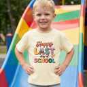 Happy Funny Last Day of School T-Shirt for Kids Toddler Girls Boys Short Sleeve Tee Cotton 2-8T