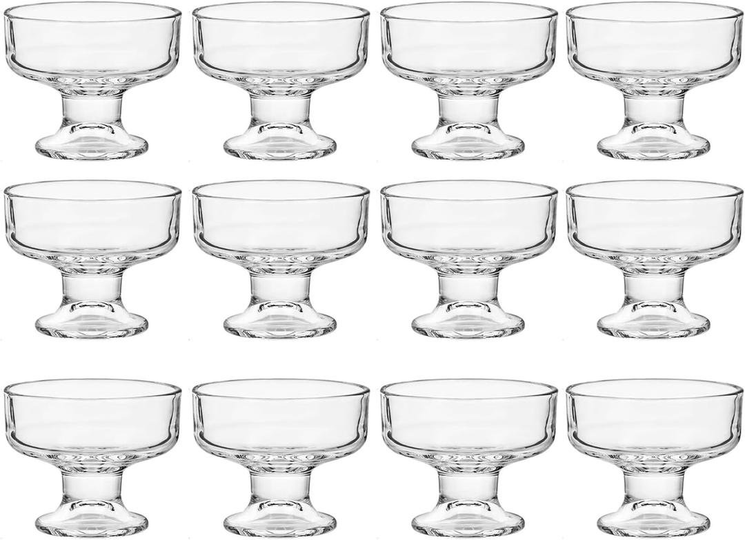 12 Pack Glass Ice Cream Cups,Glass Dessert Bowls,7oz Mixed Drinks Cups for Drinks,Dessert,Nuts,Fruit, Pudding,Snack,Cocktail Party (12)