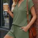 LILLUSORY Womens 2 Piece Summer Short Sets 2026 Vacation Spring Beach Matching Airport Travel Outfits Lounge Wear Sweat Suits Army Green XL
