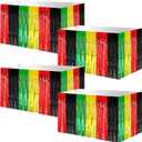 4 Pack Juneteenth Day Party Table Skirt Decorations 108 x 29 Inch June 19th African Foil Fringe Tinsel Table Skirts Free Day Banner for American National Holiday Supply Home Kitchen Decor