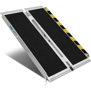 Protable Wheelchair ramp 4FT,Non-Slip Folding Aluminum Handicap Ramps,Threshold Ramps for Home,Holds up to 600lbs,Wheelchair ramp for Steps (4FT(Useing Height 4-12inch))
