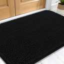 OLANLY Dog Door Mat for Muddy Paws 30x20, Absorbs Moisture and Dirt, Absorbent Non-Slip Washable Doormat, Quick Dry Chenille Mud Mat for Dogs, Entry Indoor Entryway Carpet for Inside Floor, Black