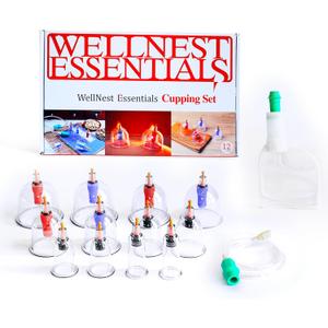 Cupping Set for Massage Therapy - 12 Cups Professional Chinese Cupping Set with Magnetics, Vacuum Cupping Therapy Set for Cellulite Reduction Muscle Pain Relief with handPump