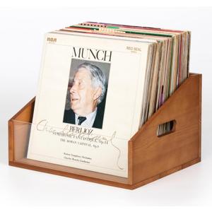 Vinyl Record Storage Crate, Solid Wood Rustic Record Box Holds 60 LP Albums, Wooden Record Holder Organizer with Handles for Vinyl Collection Display and Home Decor