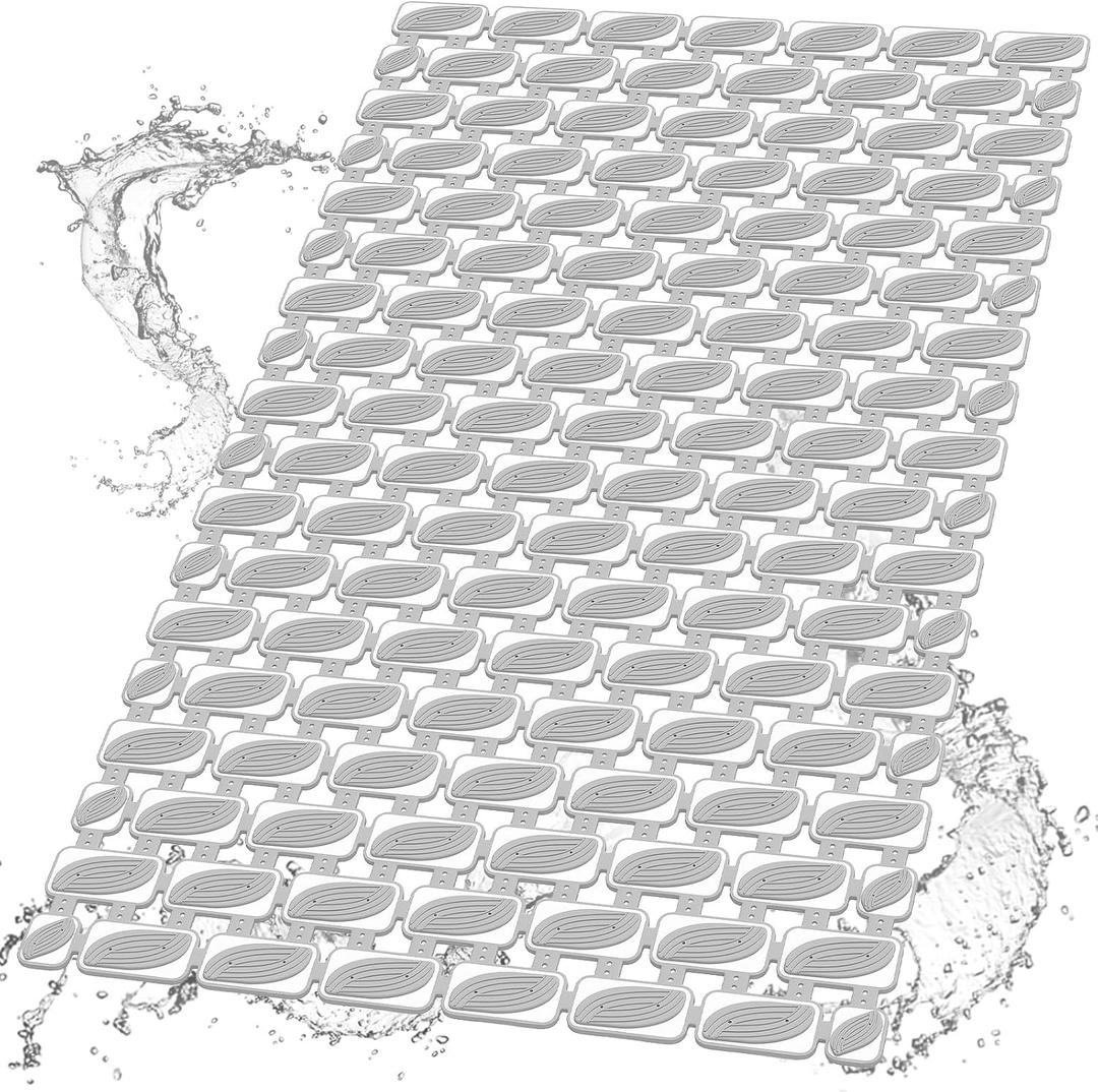 Bath Tub and Shower Mat Non Slip Bathtub Safety Mat with Powerful Suction Cups and Drain Holes, 27 x 16 Inch Soft Bathtub Mat Non Slip Bath Mat for Tub, Machine Washable, Easy to Clean, Grey