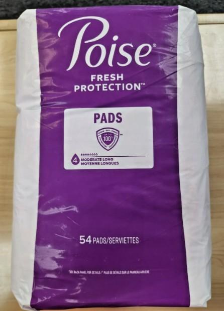 Poise Overnight Incontinence & Postpartum Pads for Bladder Leaks, 8 Drop Extra Coverage, 72 Count (2 Packs of 36)