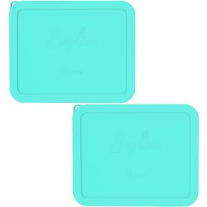 Sophico 11 Cup Rectangle Silicone Storage Cover Lids Replacement for Pyrex 7212-PC Glass Bowls, Container not Included (MINT- 2PACK)