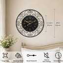24 Inch Vintage Iron Metal Wall Clock, French Elegant Retro Decor, Large Farmhouse Wall Clock, Silent Battery Operated Wall Clocks for Living Room Kitchen Bedroom