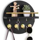 dreampossible Key Holder Wall Mount - 10.2 Inch Decorative Key Rack and Mail Organizer with 8 Key Hooks - Wooden Key Hanger with Shelf for Wall and Home Decor