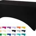 BDDC Table Covers for 6 Foot Tables, Black Washable and Wrinkle Resistant Stretch Tablecloths Rectangle 6ft for Events, Wedding, Banquets, Parties