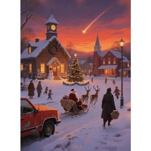 Christmas Puzzles for Adults 1000 Pieces - Christmas Eve Town Puzzle Theme Jigsaw Puzzle for Family & Teens