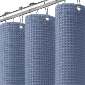 Stall Waffle Shower Curtain Moonlight Blue Cotton Fabric Texture Heavyweight Shower Curtains for Narrow Bathroom,Washable,48Wx72L